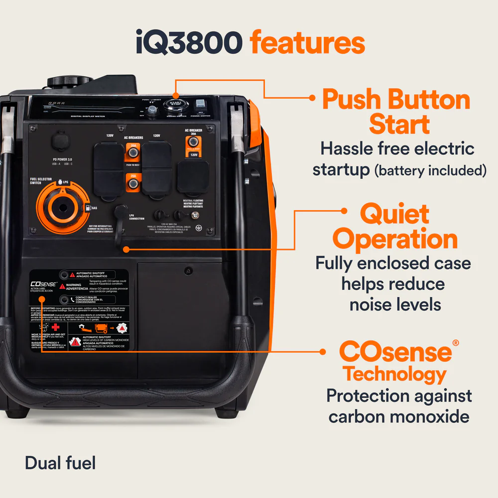 Generac iQ3800 DF 8944 Générateur Dual Fuel 3000W/3800W Inverter COsense – Neuf - Image 6