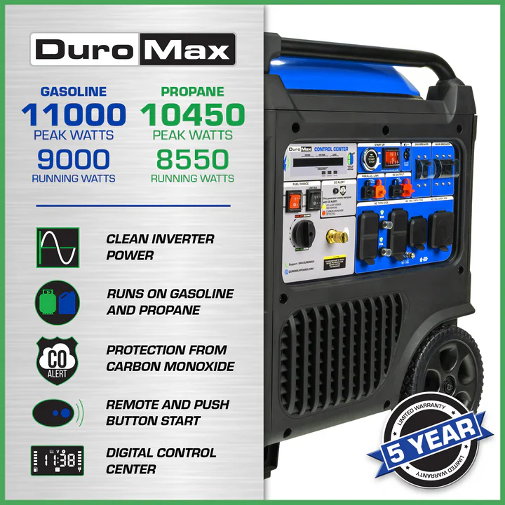 DuroMax XP11000iH 11000 W Générateur Inverter Dual Fuel avec CO Alert - Image 2